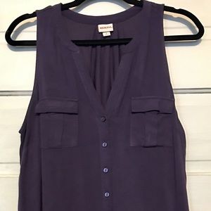 Deep purple sleeveless button up blouse